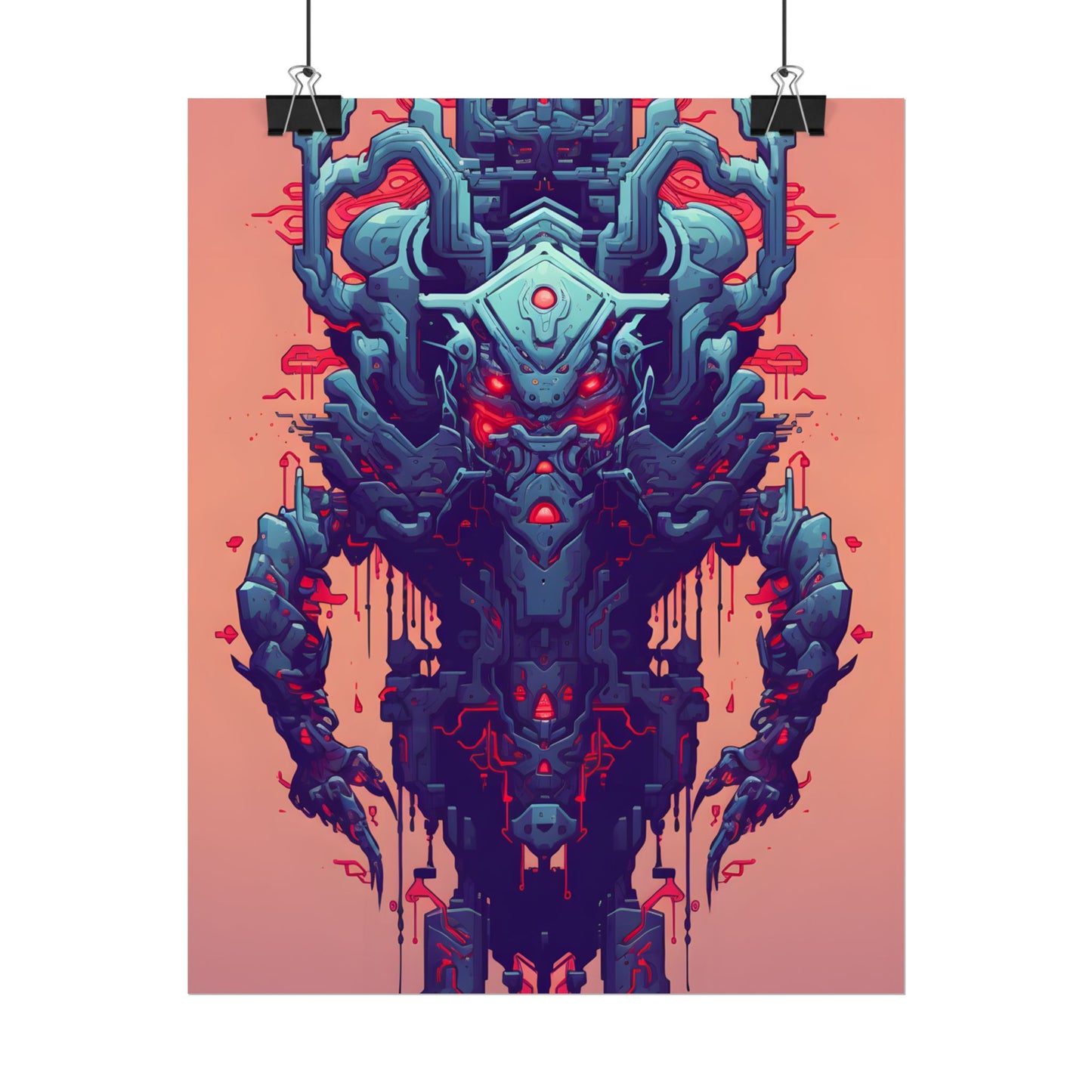 Neon Pixel Pets: Cyberpunk Synthwave Digital Art - Poster