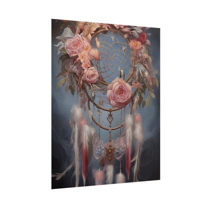 Ethereal Dreamcatcher Realm: Surreal Artwork with Colorful Feathers - Poster