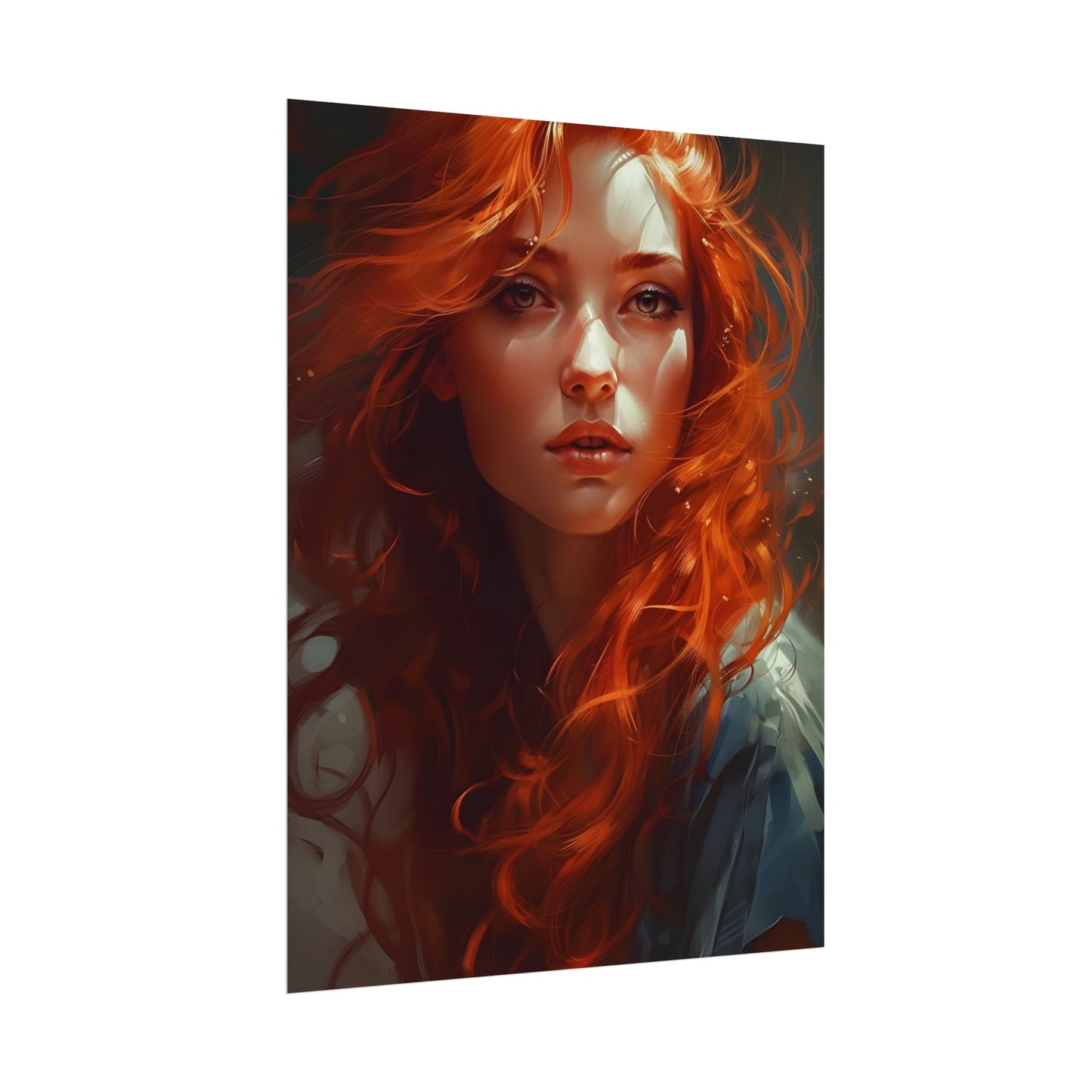 Redhead Female Portrait: Realistic Digital Artwork - Poster