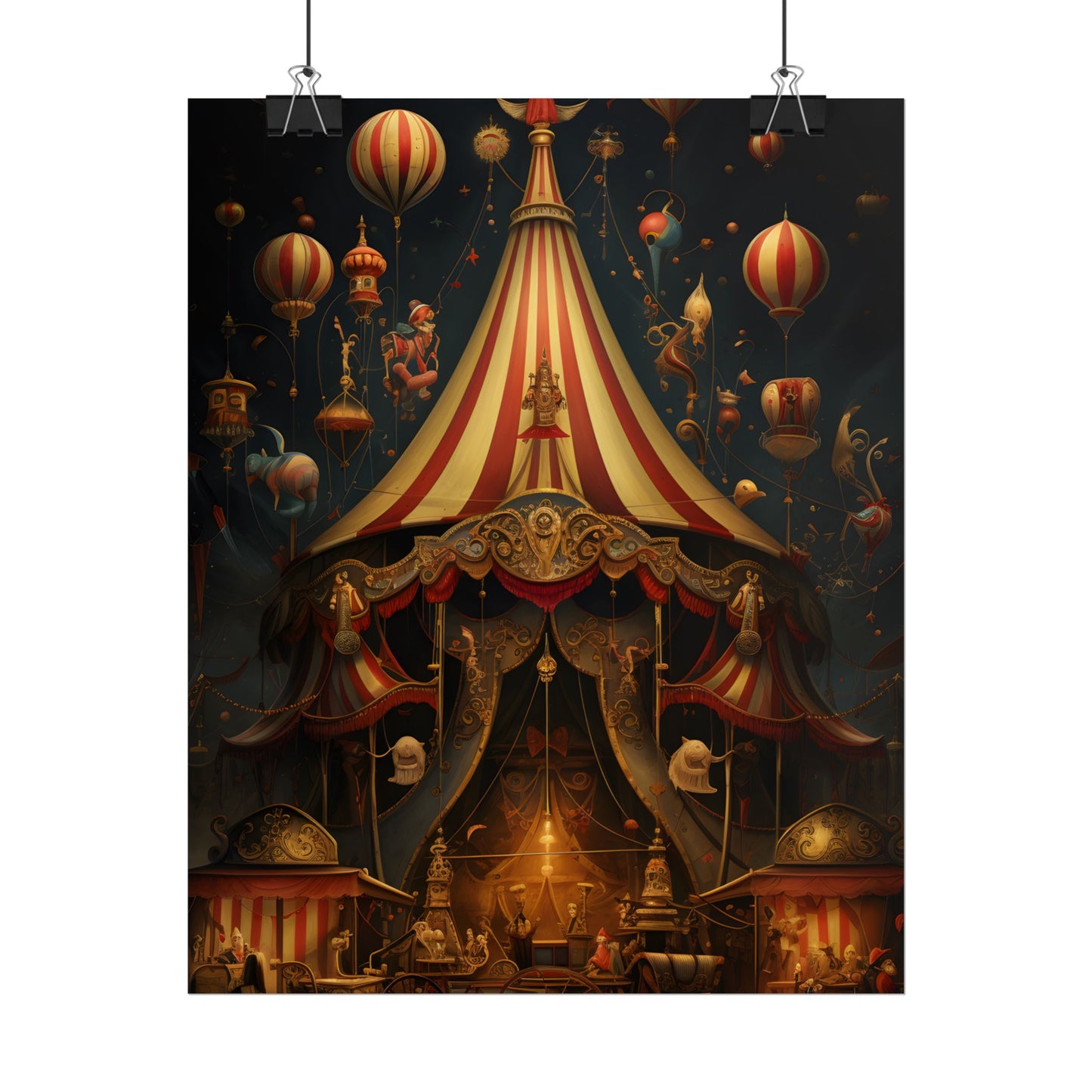 Whimsical Clockwork Circus: Fantastical Art with Vibrant Details - Poster
