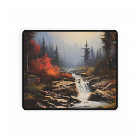 Breathtaking Waterfall: Magnificent Oil Painting Artwork - Desk Mat