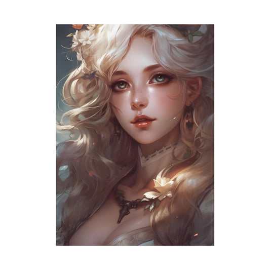 Vintage Blonde Portraiture: Timeless Female Portrait Art - Poster
