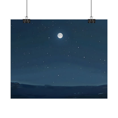 Starry Night Sky: Minimalist Beauty in Blue - Poster