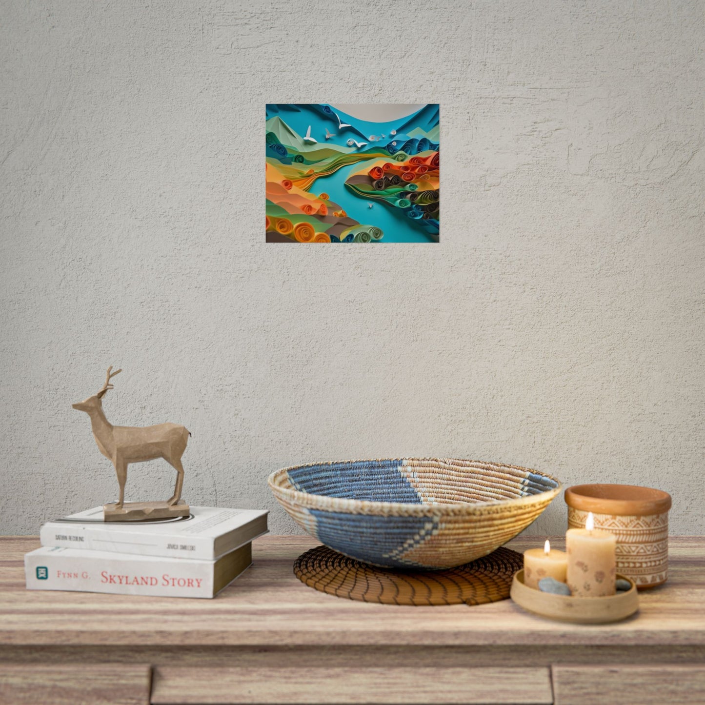 Magical Beach Paradise: Peaceful Paper Quilling Art - Poster