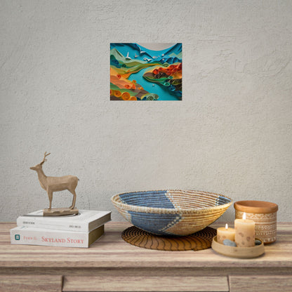 Magical Beach Paradise: Peaceful Paper Quilling Art - Poster