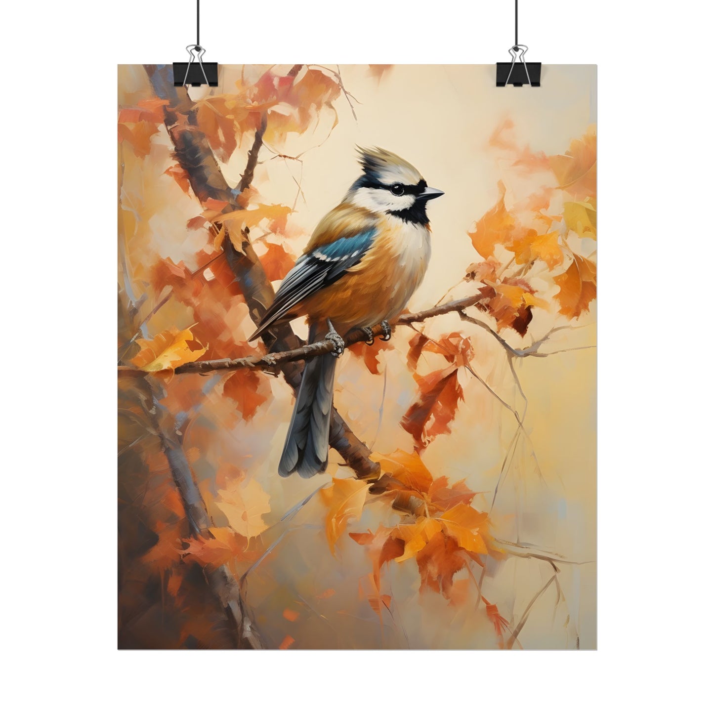 Vibrant Oak Branch: Colorful Leaves Oil Painting - Poster