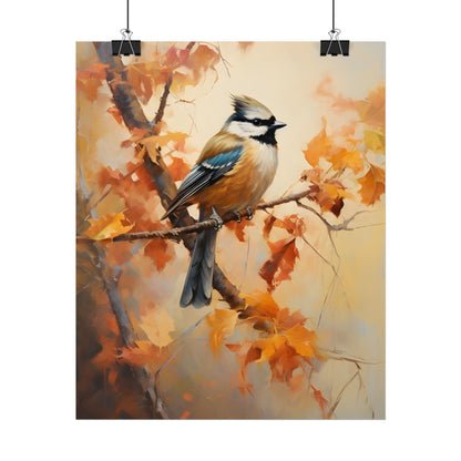 Vibrant Oak Branch: Colorful Leaves Oil Painting - Poster