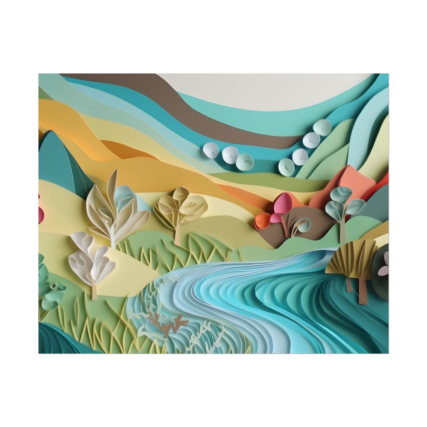 Magical Peaceful Beach: Realistic Paper Quilling Art - Poster