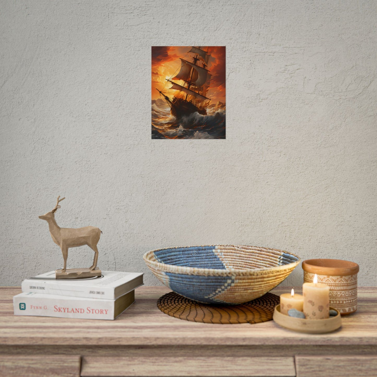 Breathtaking Ship in Realistic Oil Painting: Seafaring Artwork - Poster