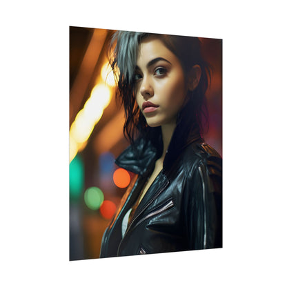 Vibrant Digital Art Print: Teenage Cyberpunk Close-Up - Poster