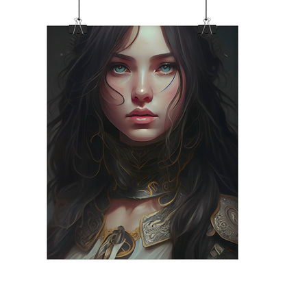 Vibrant Red Portrait: Dynamic Female Artwork - Poster