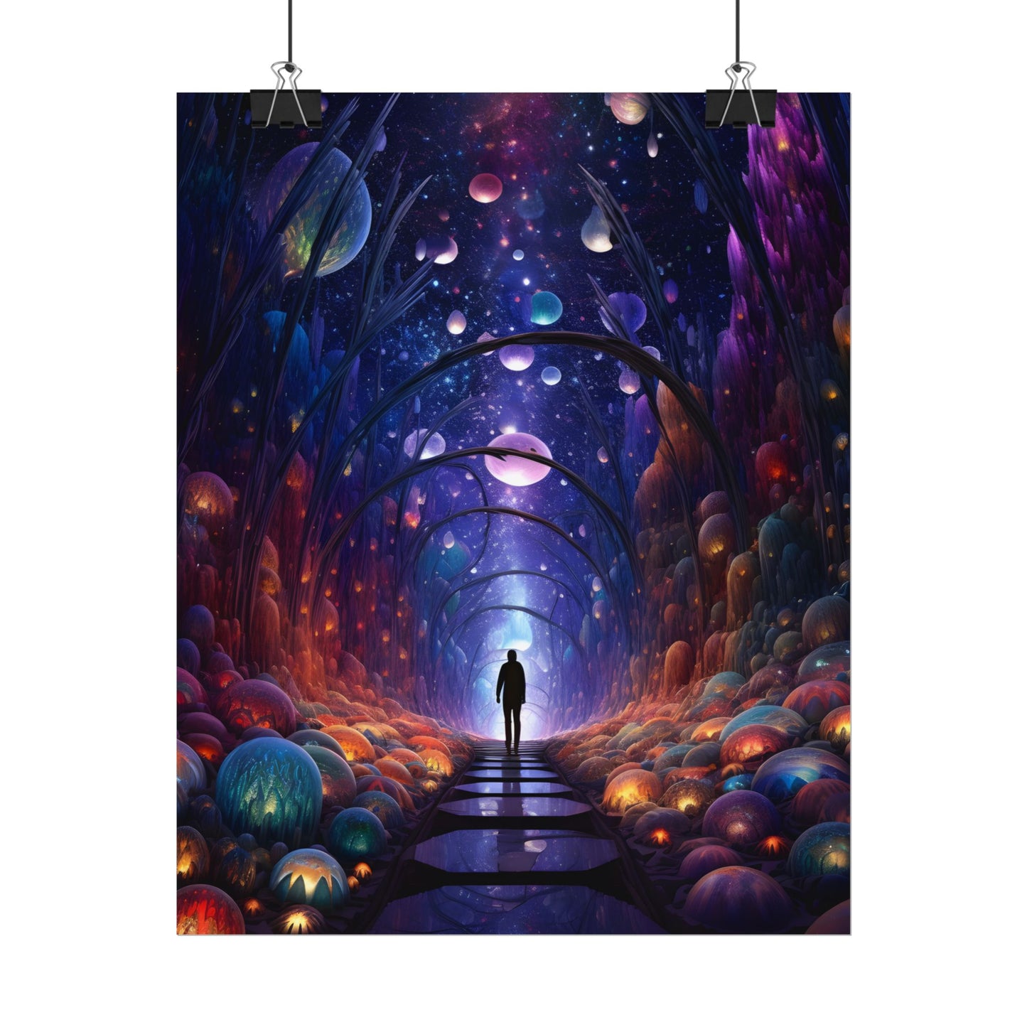 Celestial Art Gallery: Indoor Space with Starry Canvas - Poster