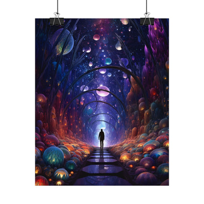 Celestial Art Gallery: Indoor Space with Starry Canvas - Poster