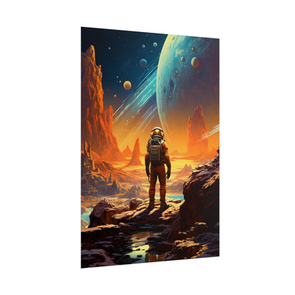 Futuristic Wilderness Explorer: Solo Journey in the Unknown - Poster