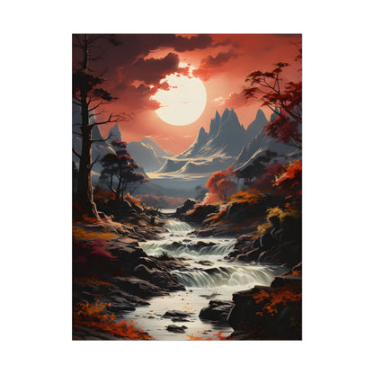 Breathtaking Waterfall Oil Painting: A Realistic Artwork - Poster