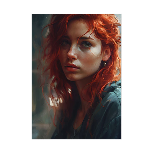 Astonishing Redhead Portrait: Realistic Artwork - Poster