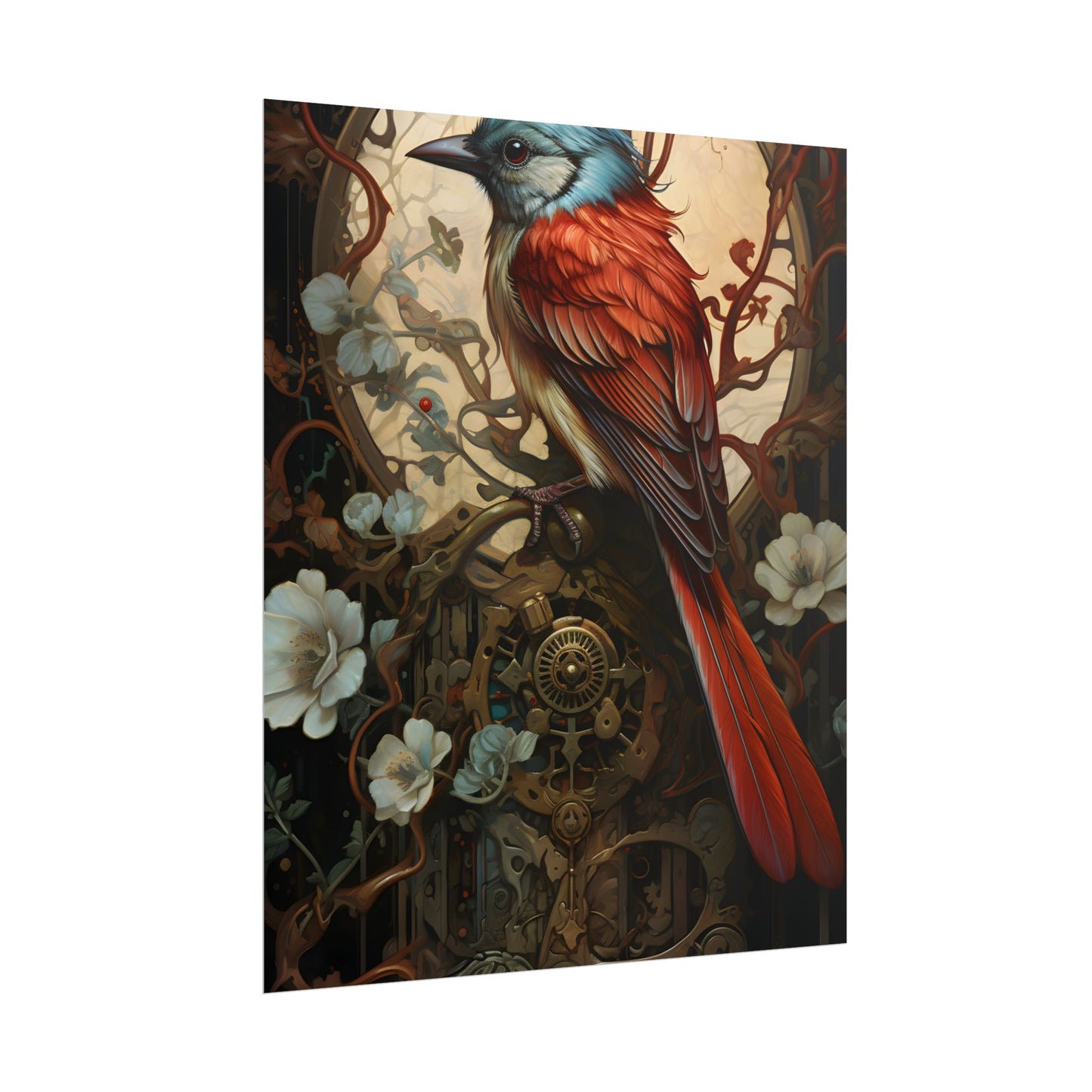 Mystical Songbird Guardian Amulet: Symbolic Artwork - Poster