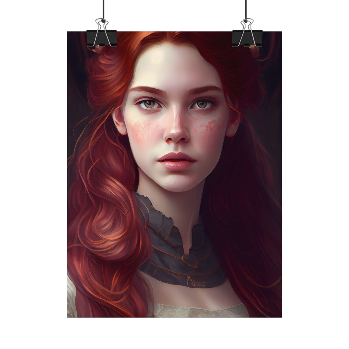 Beautiful Redhead Female Portrait: Classic Timeless Artwork - Poster