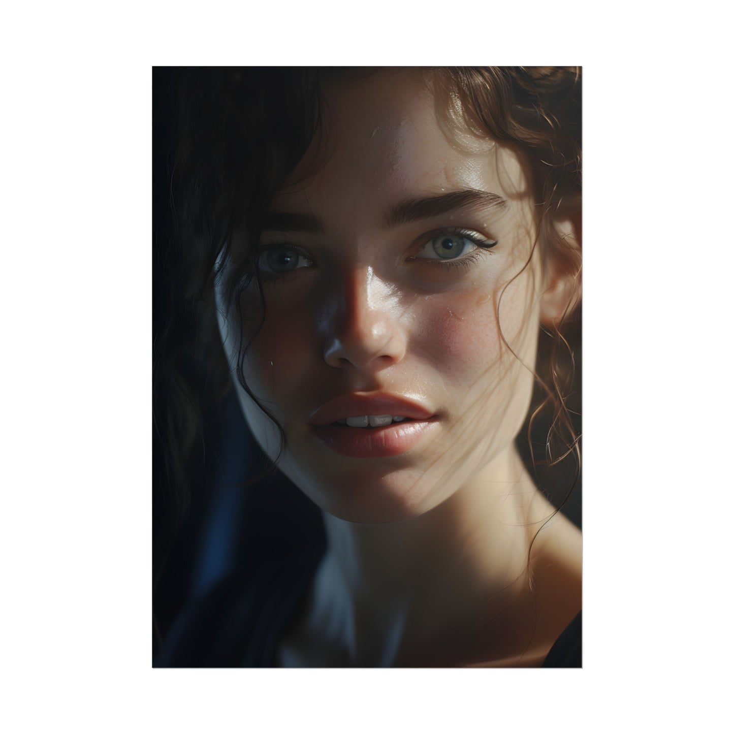 Smiling Portrait of a Woman: Close-Up Art - Poster