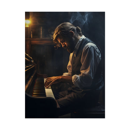 Mysterious Piano Maestro: Musical Artwork - Poster