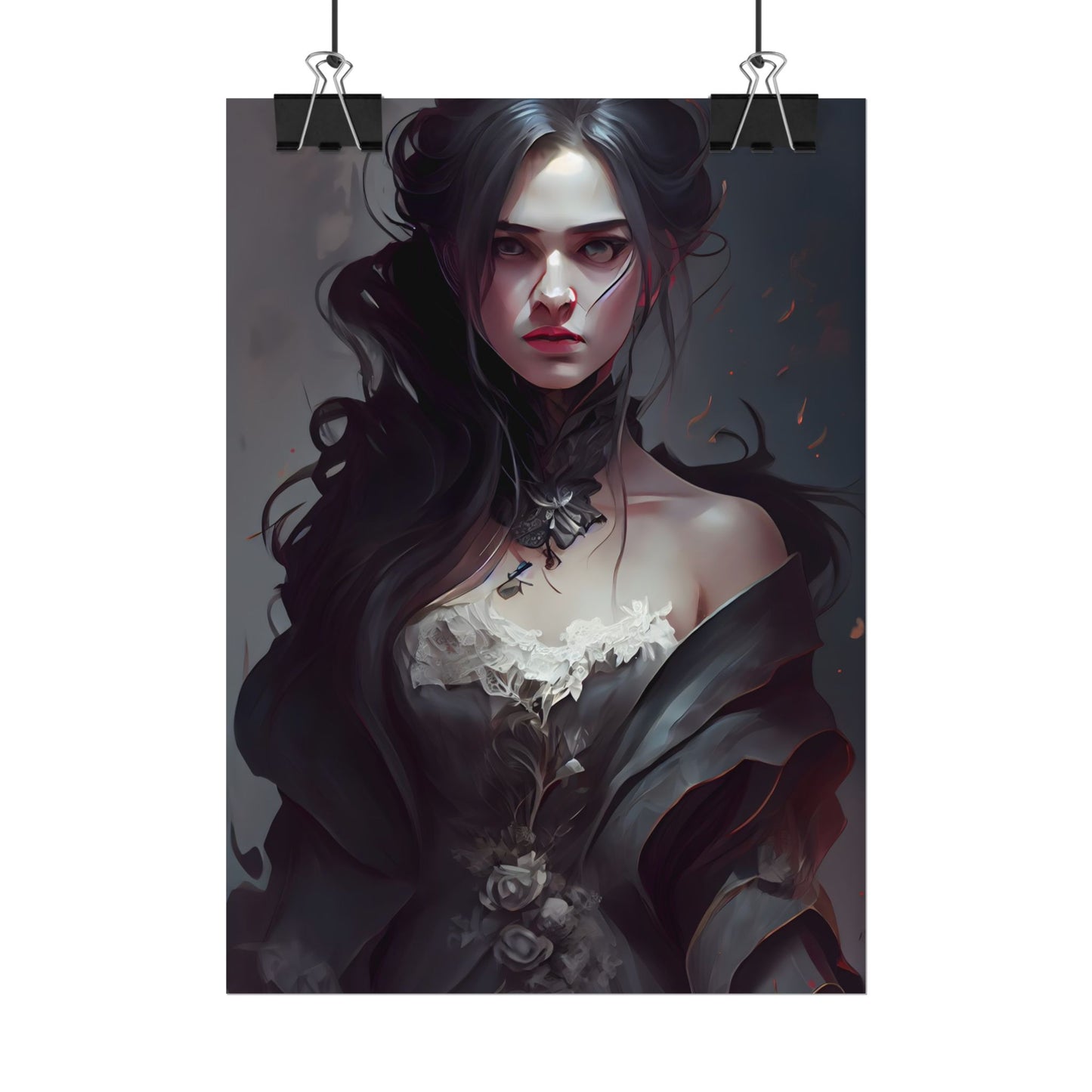 Black Haired Female Portrait: Elegant Outdoor Beauty - Poster