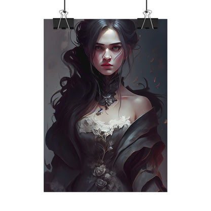 Black Haired Female Portrait: Elegant Outdoor Beauty - Poster
