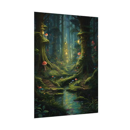 Enchanted Forest: Grimm's Fairy Tale Characters in Serene Woods - Poster