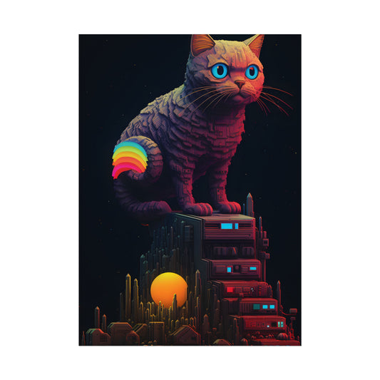 Pixelated Cyber Pets: Futuristic Digital Art - Poster