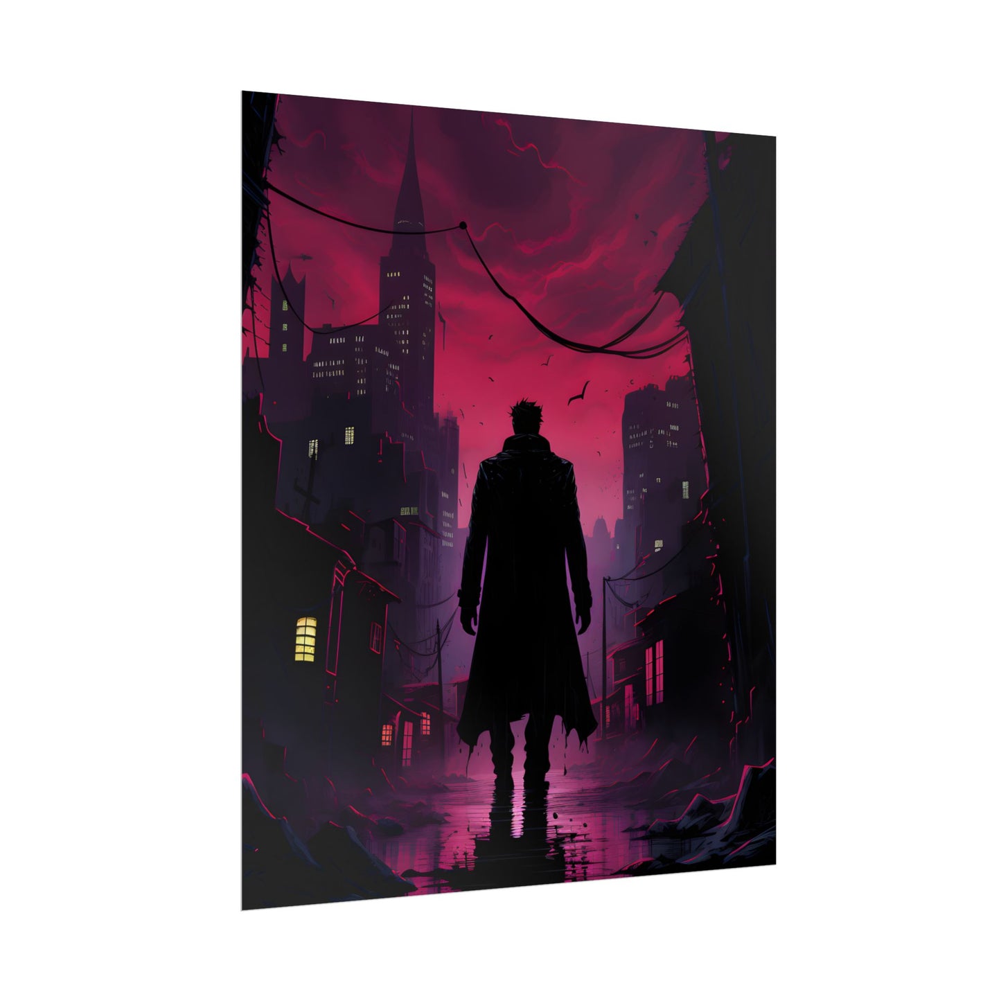 Gritty Urban Scene: Detective in Thought - Poster