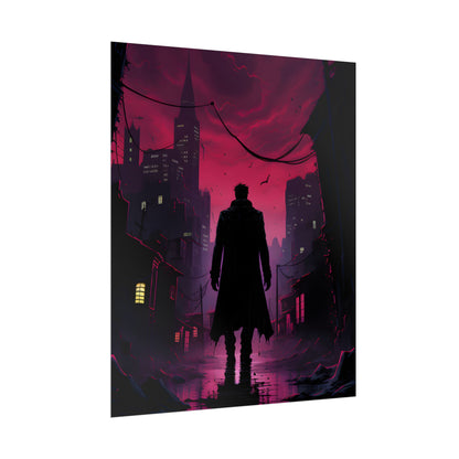 Gritty Urban Scene: Detective in Thought - Poster
