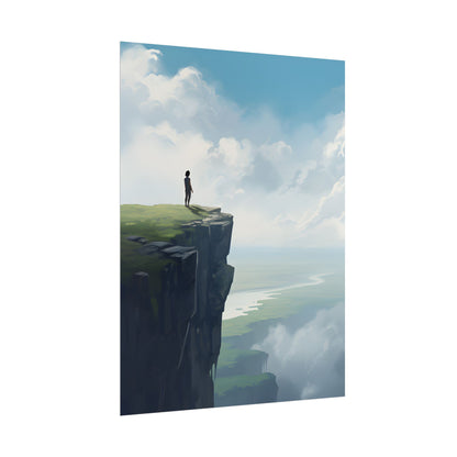 Spring Afternoon Outdoor Scene: Person Walking on Sidewalk - Poster