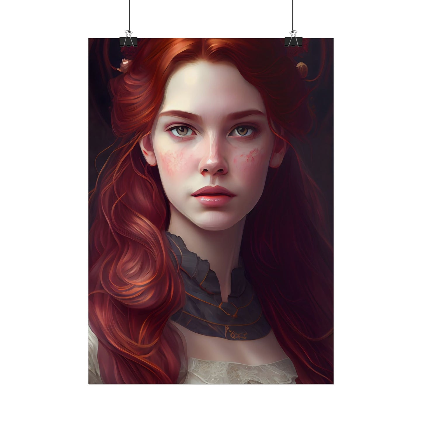 Beautiful Redhead Female Portrait: Classic Timeless Artwork - Poster