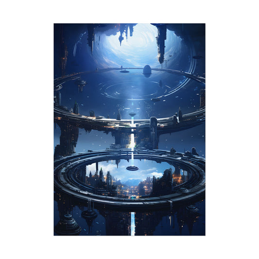 Aetherial Space Station: Massive, Futuristic Space Station in Orbit - Poster