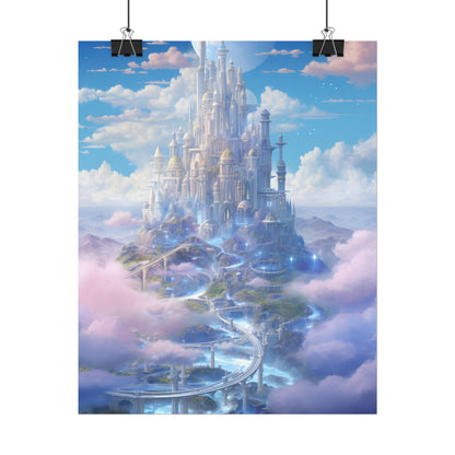 Floating City in Celestial Realm: Serene Fantasy Artwork - Poster