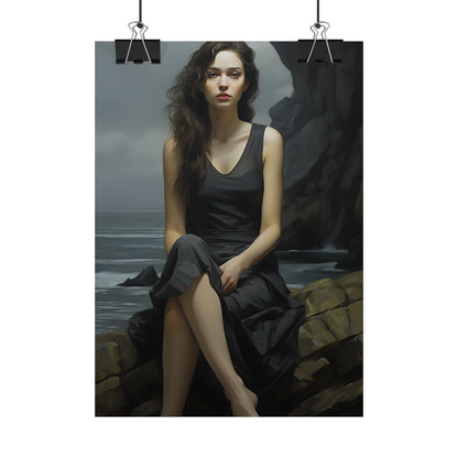 Serene Face with Glasses: Neutral Expression Art - Poster