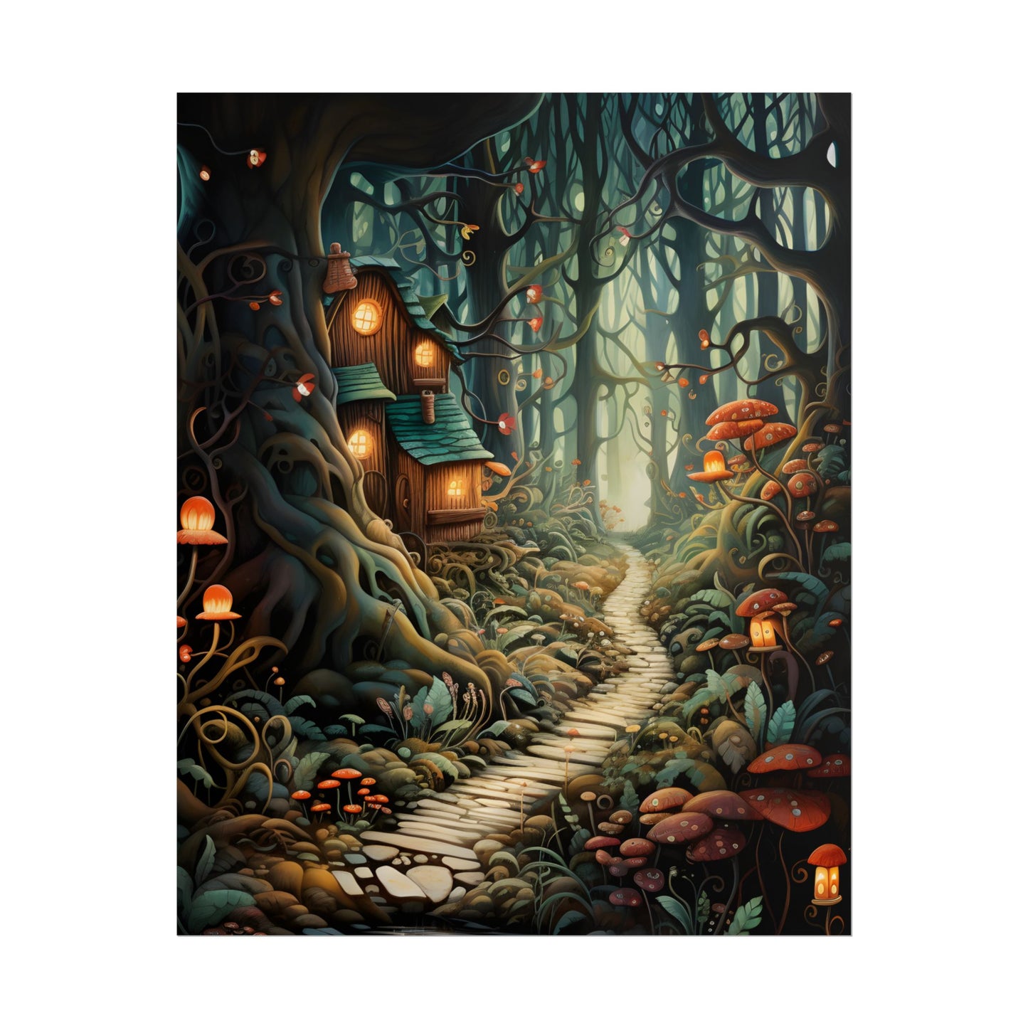 Whimsical Cartoon Forest Scene - Poster