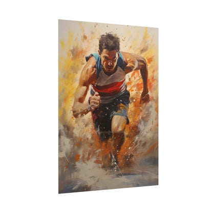 Passionate Athlete in Motion: Determined Sports Art - Poster