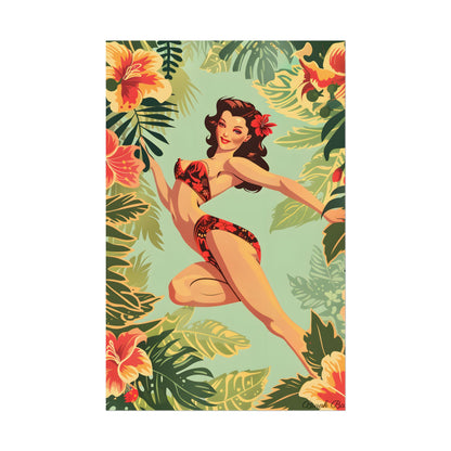 Vintage Retro Pin-Up Girl: Mid-Century Art Illustration - Poster