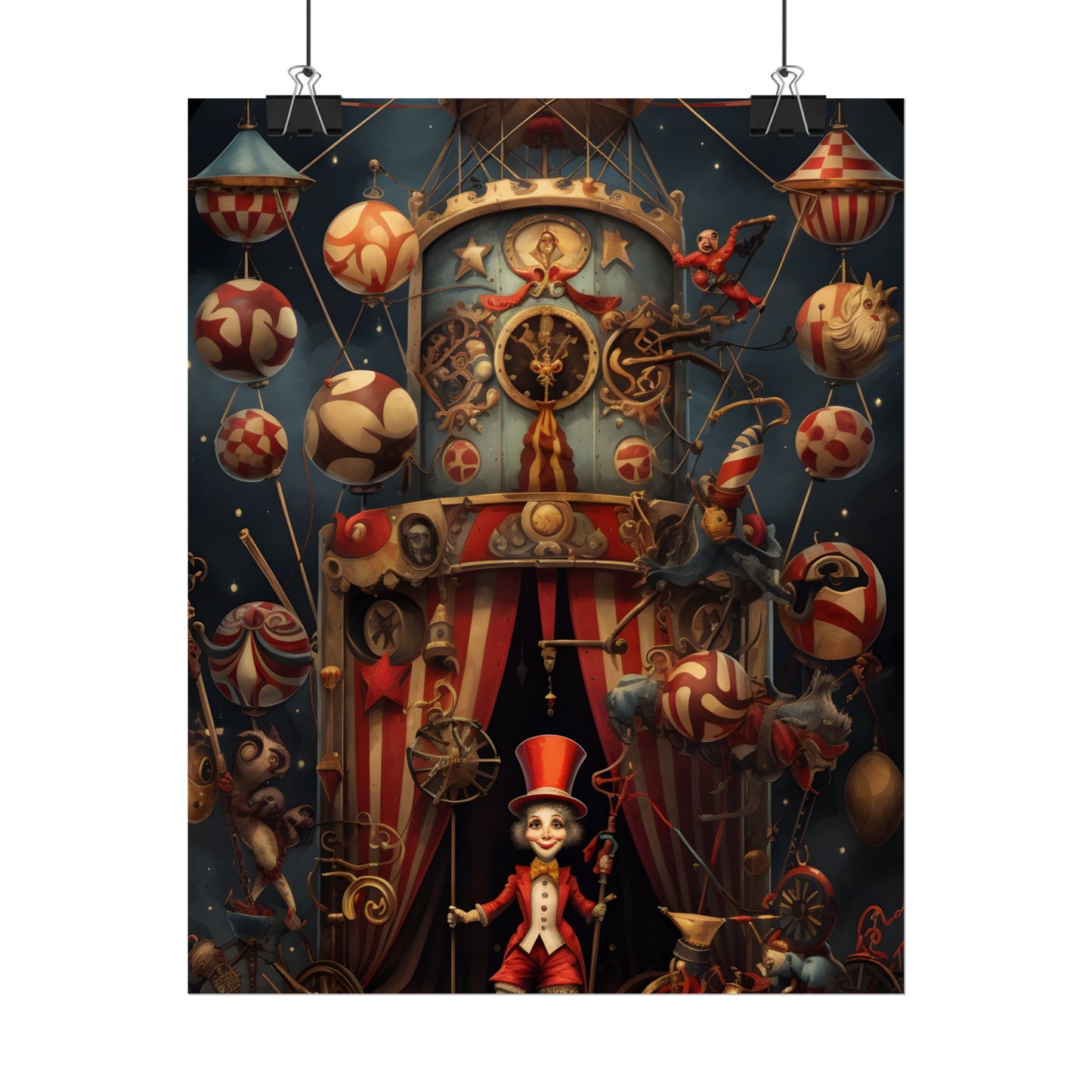 Whimsical Clockwork Circus: Fantastical Artwork - Poster