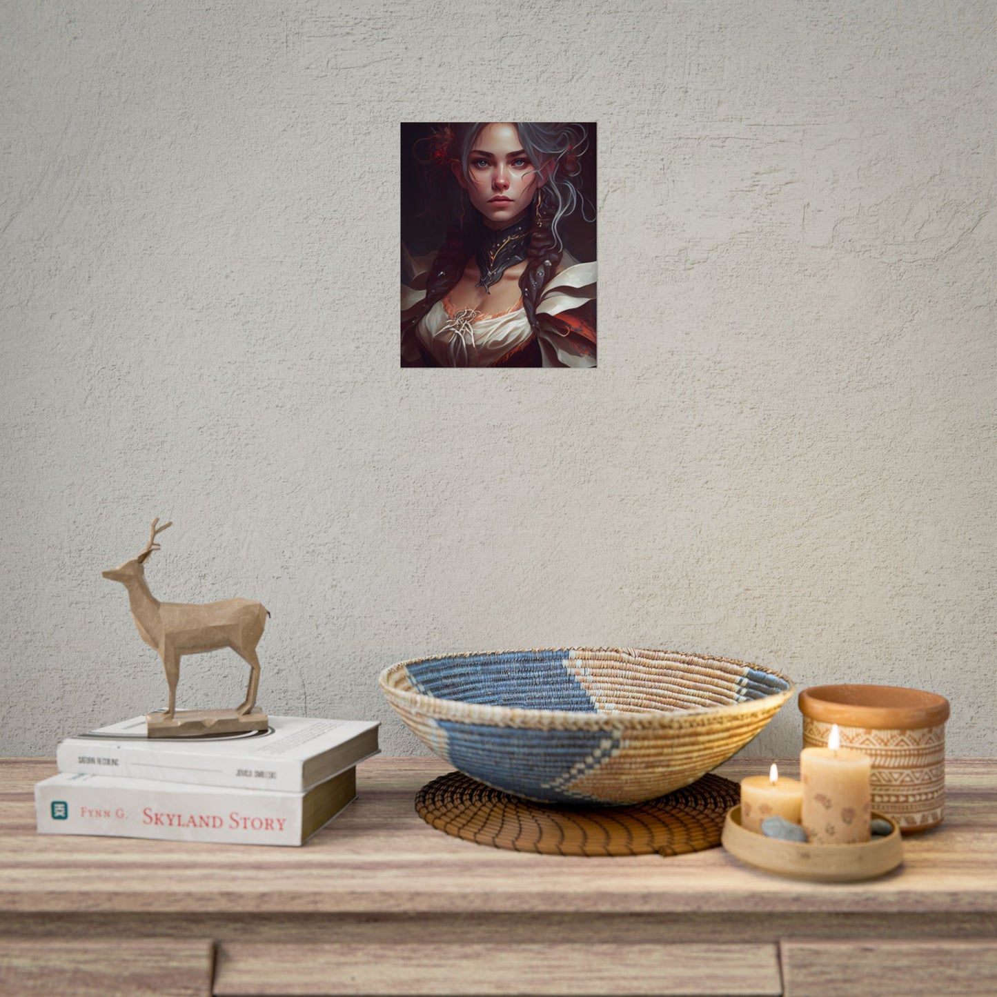 Glamorous Mid-20s Female Portrait: Black Hair Artwork - Poster
