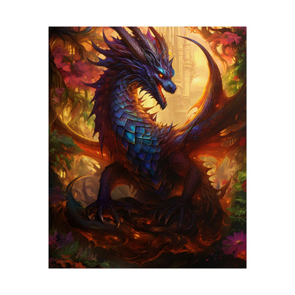 Majestic Dragon Guardian: Fantasy Landscape Art - Poster