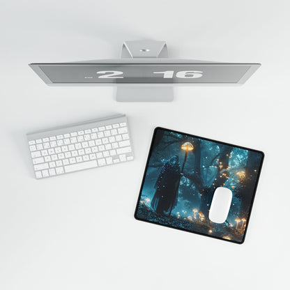 Whispers of Ancient Magic in a Moonlit Mystical Forest - Desk Mat