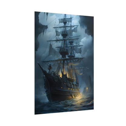 Ghost Pirate Sails: Mysterious Ocean Artwork - Poster