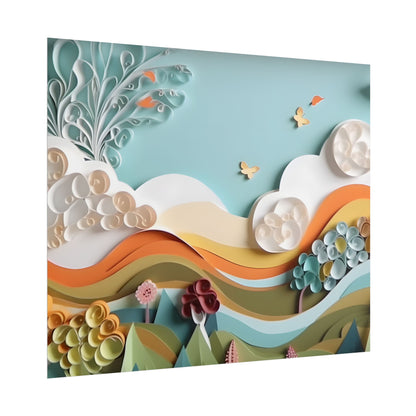 Peaceful Beach Serenade: Paper Quilling Art - Poster