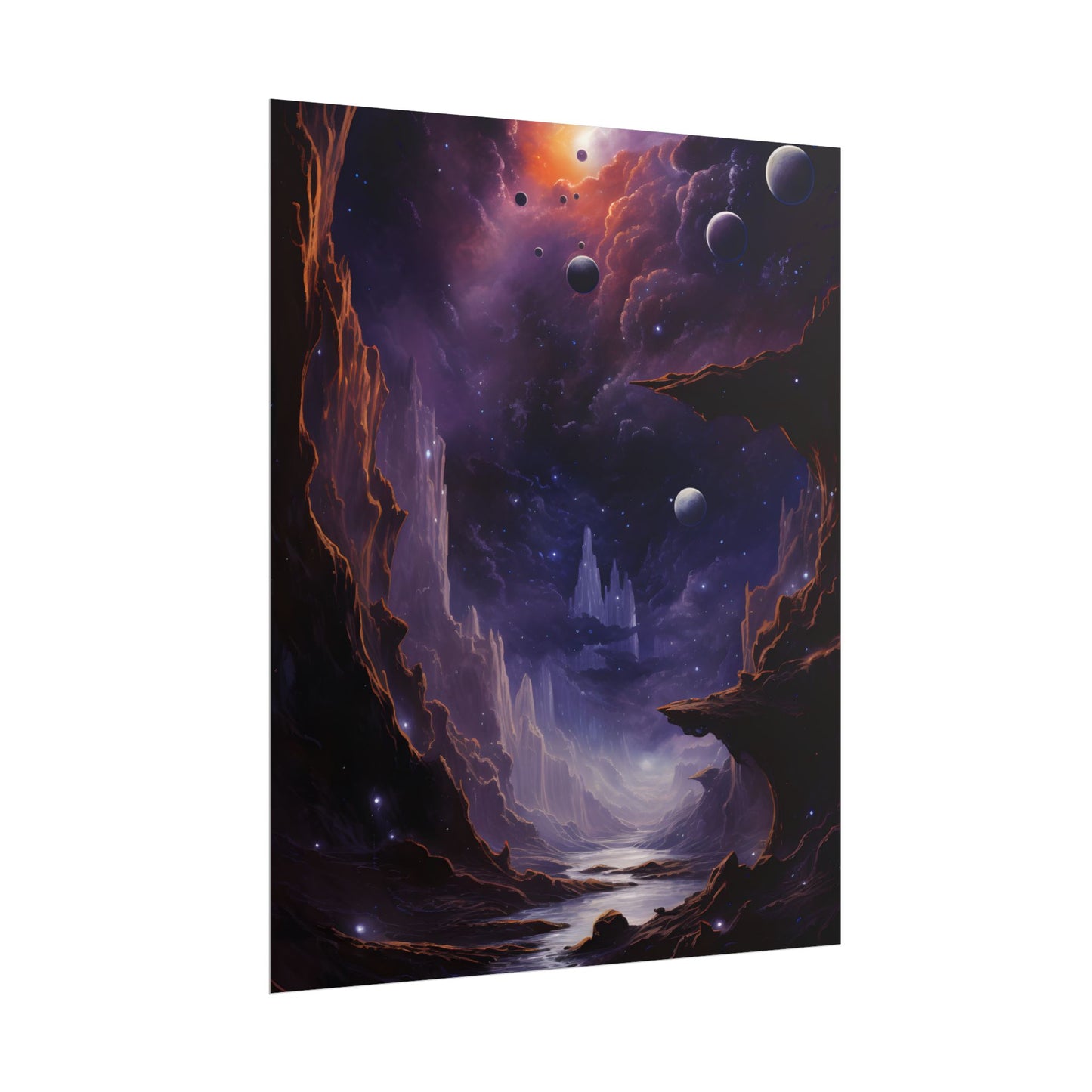 Black Hole Cosmic Odyssey: A Massive Planet's Journey Through Space - Poster