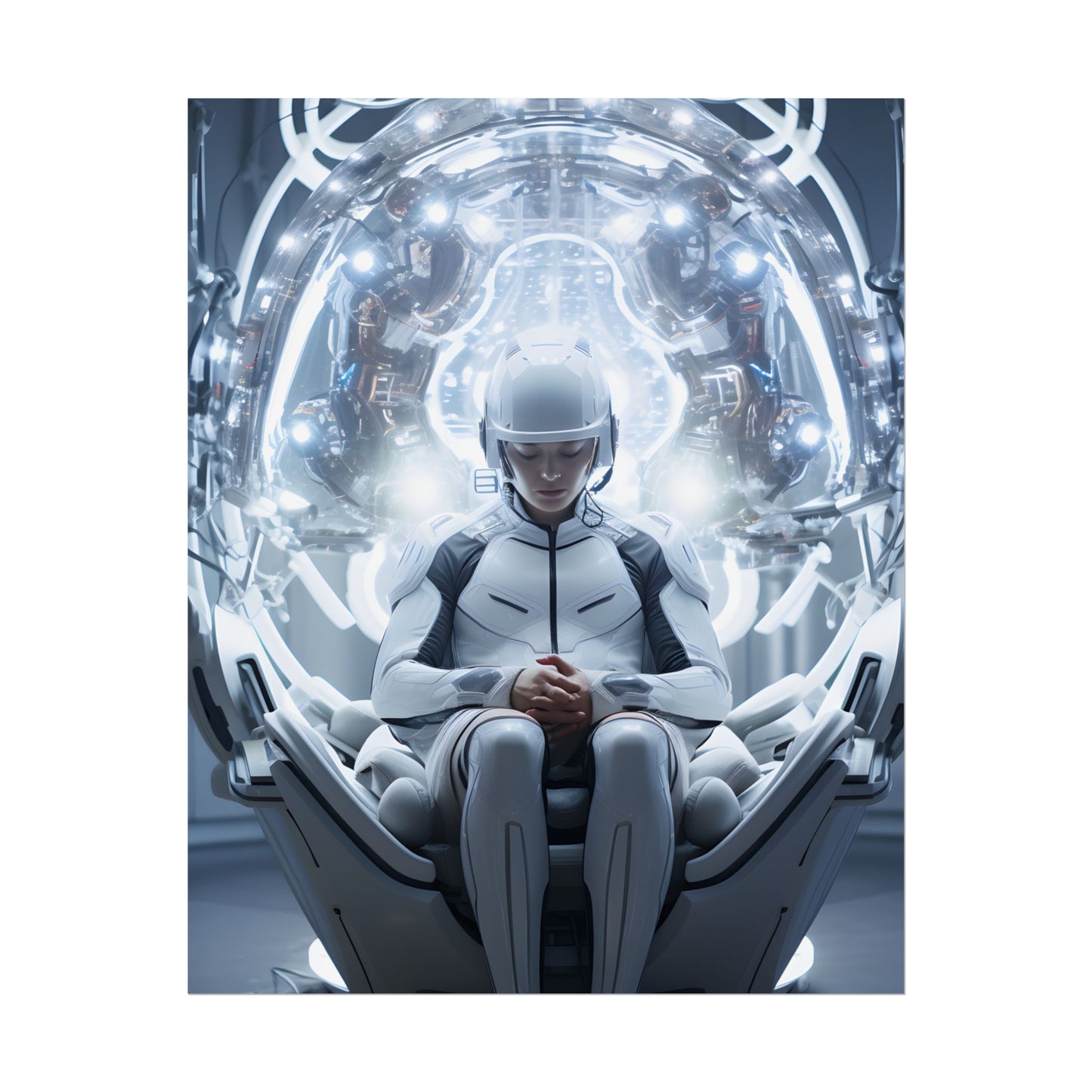 Elderly Man in a Complex Web: Medical Experiment Artwork - Poster