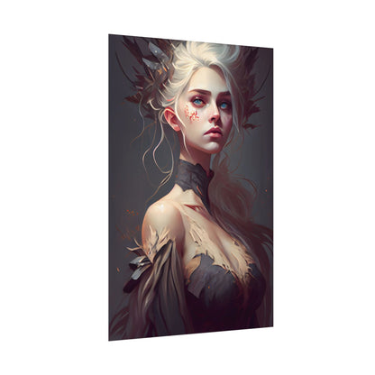 Elegant Blonde Portrait: Outdoor Woman in Dress - Poster