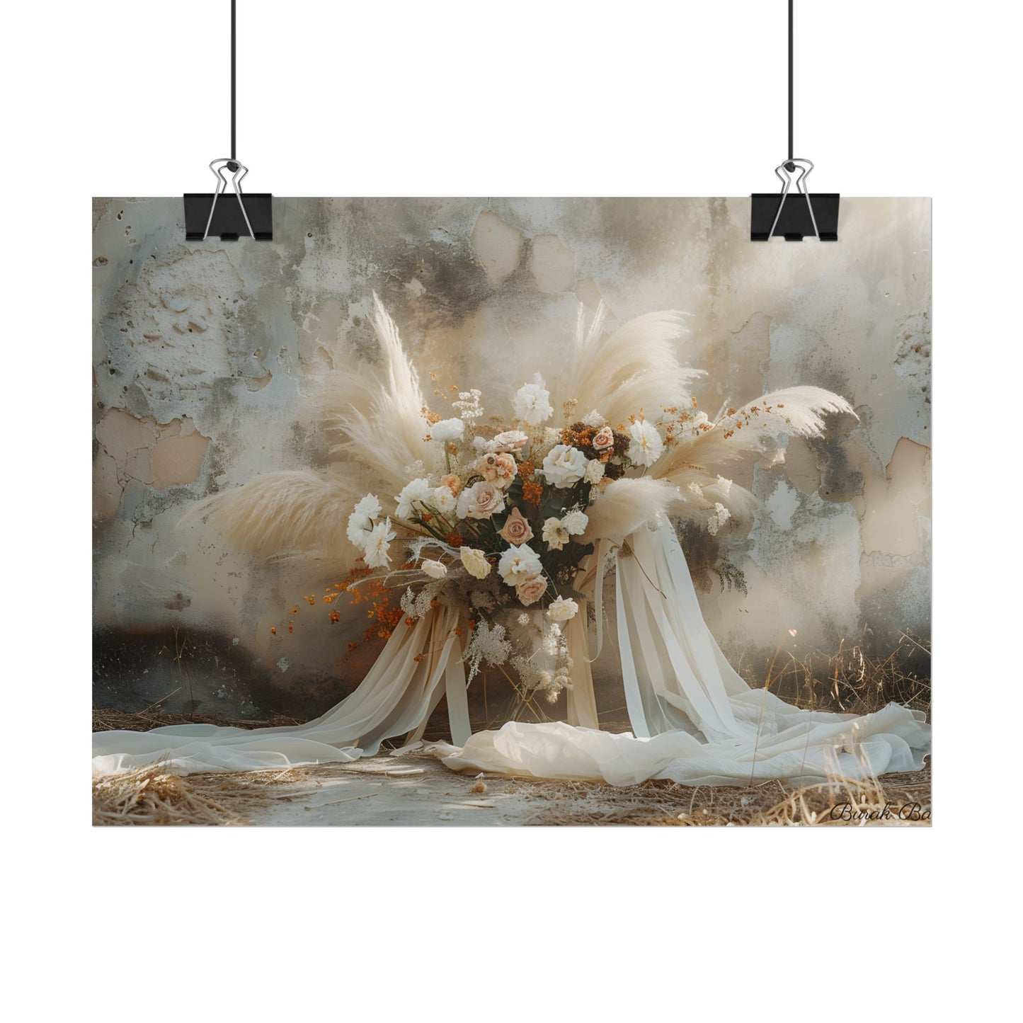 Whimsical Floral Bloom: Pampas Grass Artwork - Poster