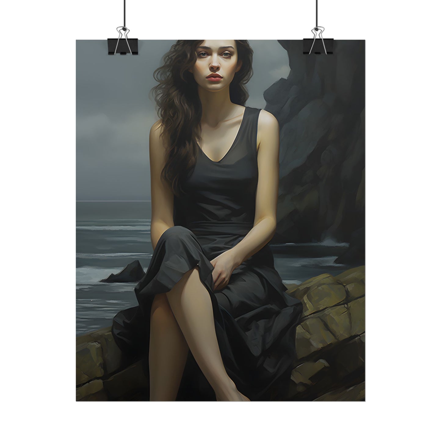 Serene Face with Glasses: Neutral Expression Art - Poster