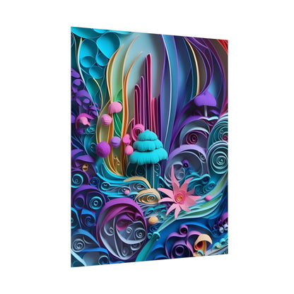Vibrant Beach Landscape: Paper Quilling Artwork - Poster